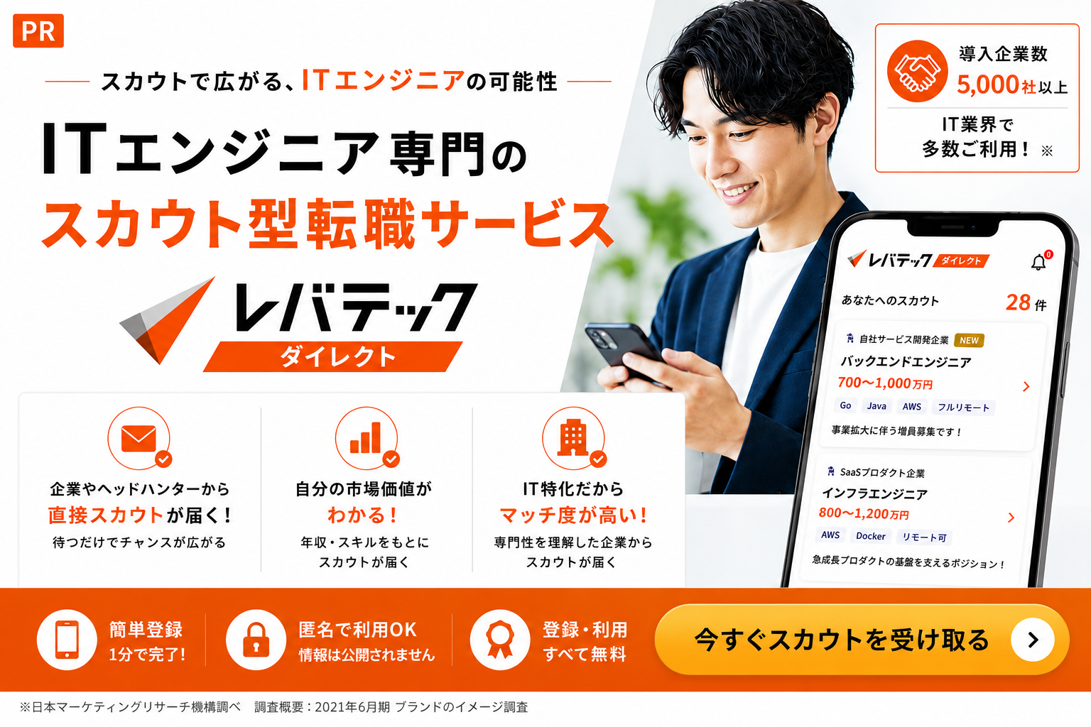 レバテックダイレクト ITエンジニア向けスカウト型転職サービス